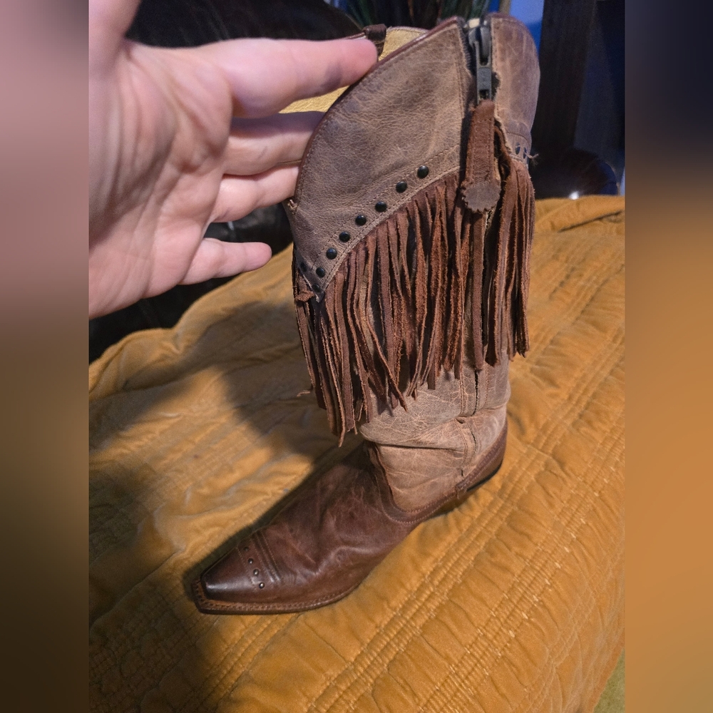 Tony Lama Fringe Cowboy Boots 9.5 - Picture 11 of 16